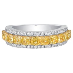 Anello di eternità con diamante in oro giallo bicolore 14 carati (o 18 carati su richiesta)