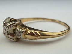 Two-Tone 14K White & Yellow Gold Three-Stone Diamond Ring