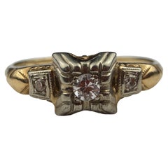 Two-Tone 14K White 
Yellow Gold Three-Stone Diamond Ring