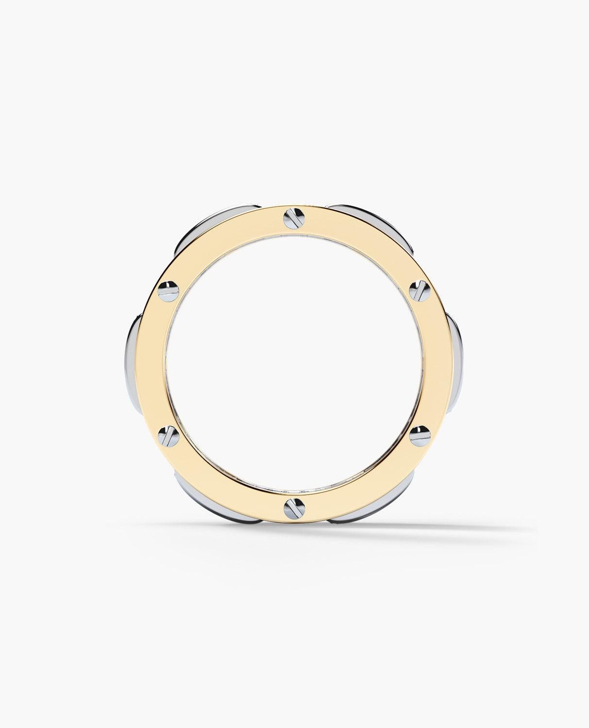 Round Cut Two-Tone 14k Yellow & White Gold Ring with 1.00ct Diamonds - Wide Version For Sale