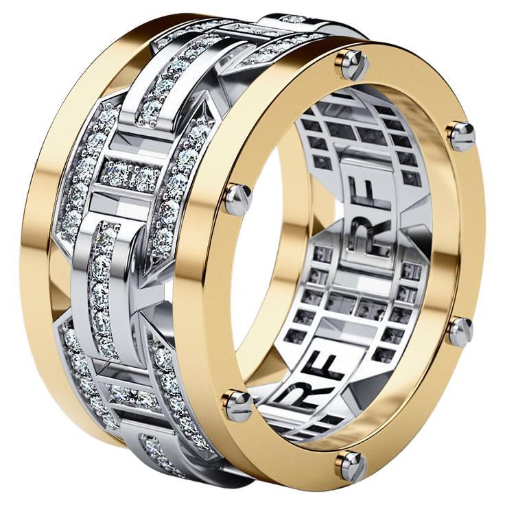 Zweifarbiger Ring aus 14k Gelb- und Weißgold mit 1,00ct Diamanten - breite Version