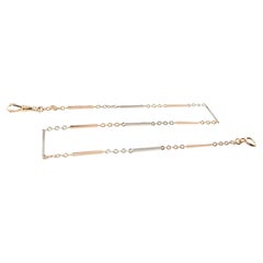 Two Tone 14Kt Solid White & Yellow Gold Bracelet Chain 1930s