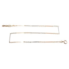 Two Tone 14Kt Solid White & Yellow Gold Bracelet Chain 1930s