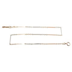 Collier, bracelet ou chaîne de montre de poche en or blanc et jaune 14 carats deux tons des années 1930