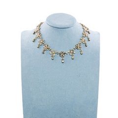 Two-Tone 18 Karat Gold Diamond Floral Necklace