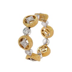 Two-Tone 18 Karat Gold Italian Eternity Diamond Ring