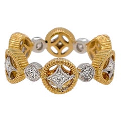 Two-Tone 18 Karat Gold Italian Eternity Diamond Ring