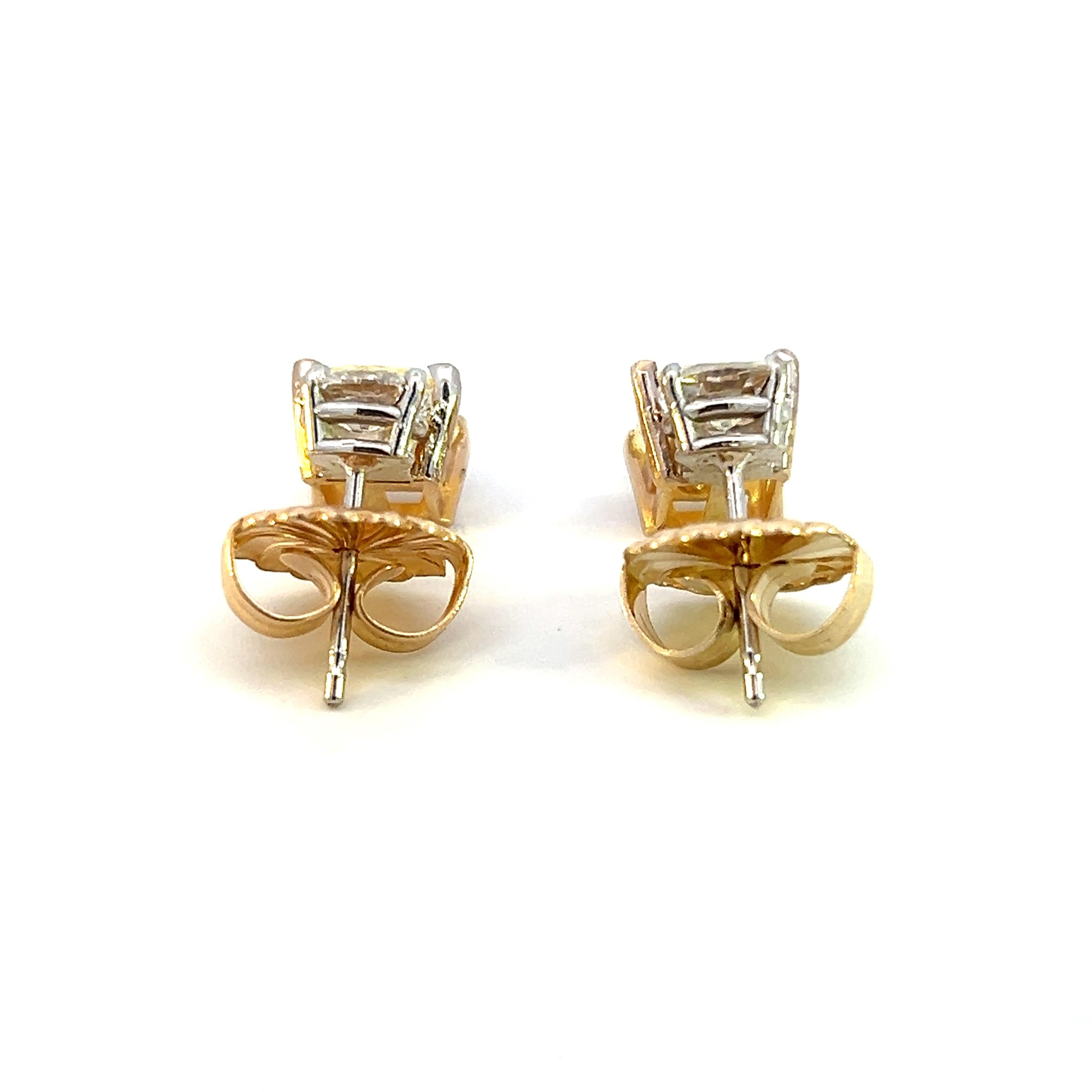Two-Tone 18k/14K Gold Yellow Diamond Earrings 2