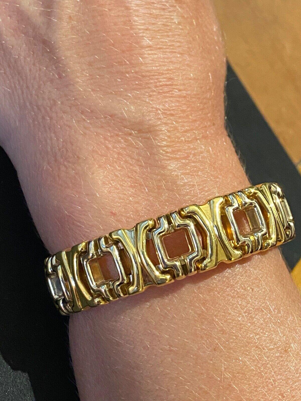 Bracelet manchette italien bicolore en or blanc et jaune 18 carats 750 Prix de vente 9500 $ ! Pour femmes en vente