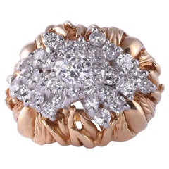 Vintage Two Tone 18K Gold Diamond Cluster Ring