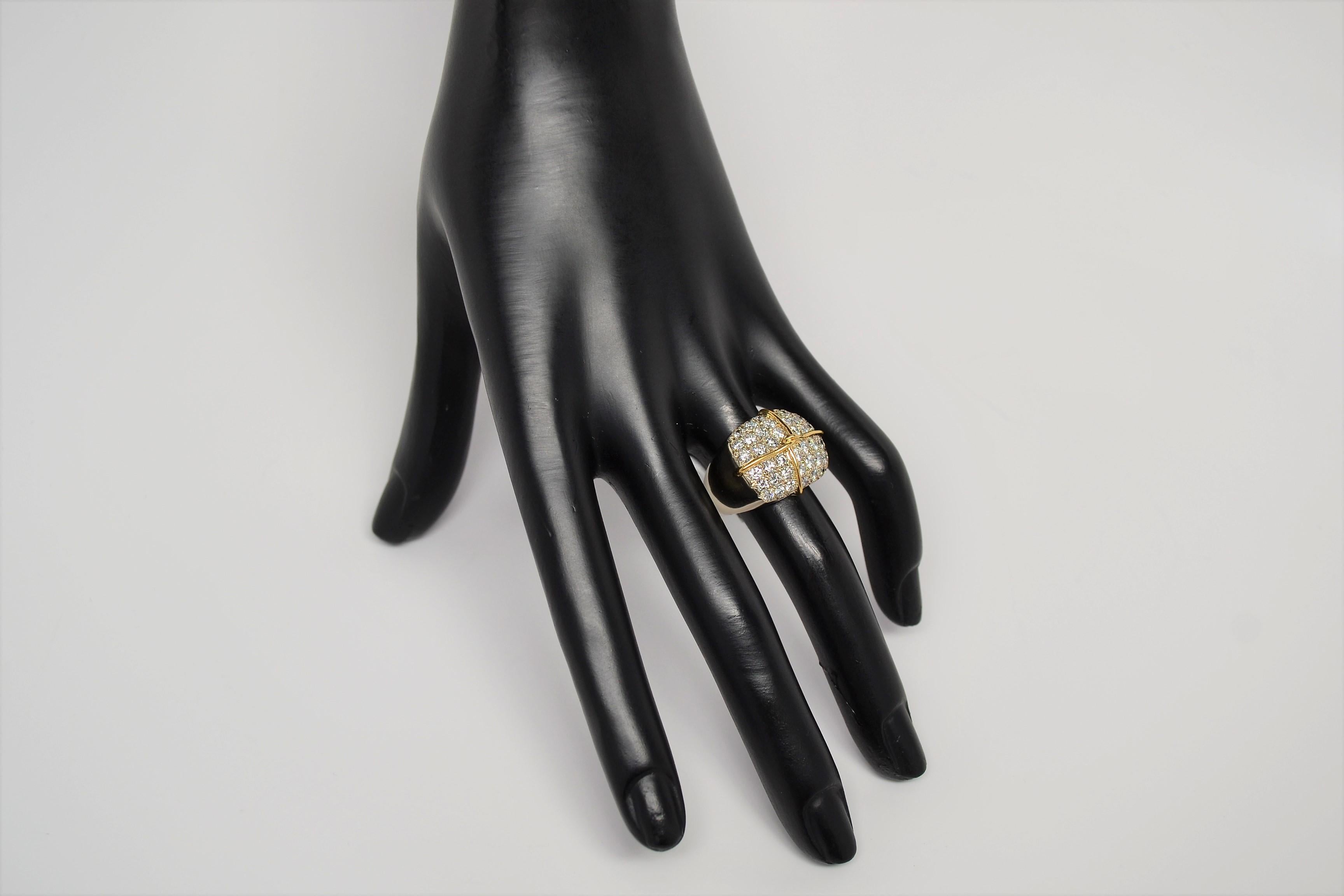 Two Tone 18K Gold Ring with Pavé Set Round Brilliant Cut Diamonds, 2.64 Carats For Sale 4