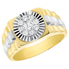 Bague en or 18 carats à grappes de diamants ronds bicolores
