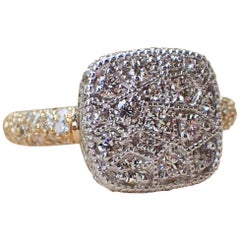 Two-Tone 18k White & Yellow Gold Ring with 1.36 carats of Pavé Set Diamond 