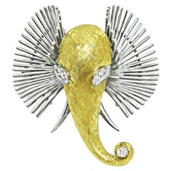 Two Tone 18k Yellow and White Gold Elephant Pin