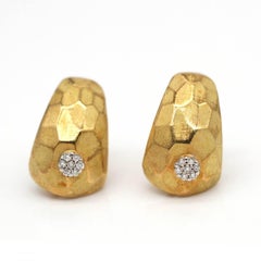 Two-Tone 18k Yellow and White Gold Women’s Creole Earrings with 0.14ct Diamonds