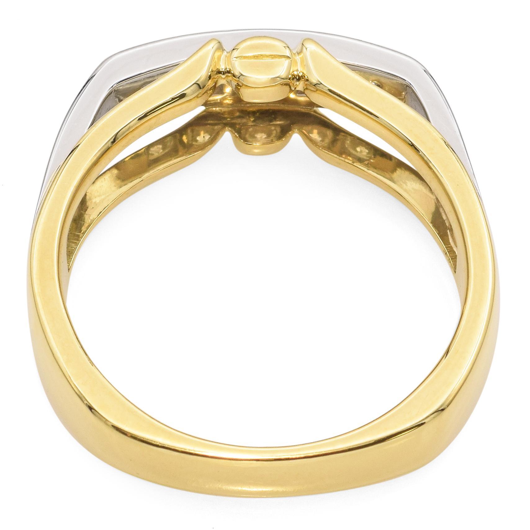 Bague bicolore en or jaune 18 carats et platine avec diamants Bon état - En vente à New York, NY