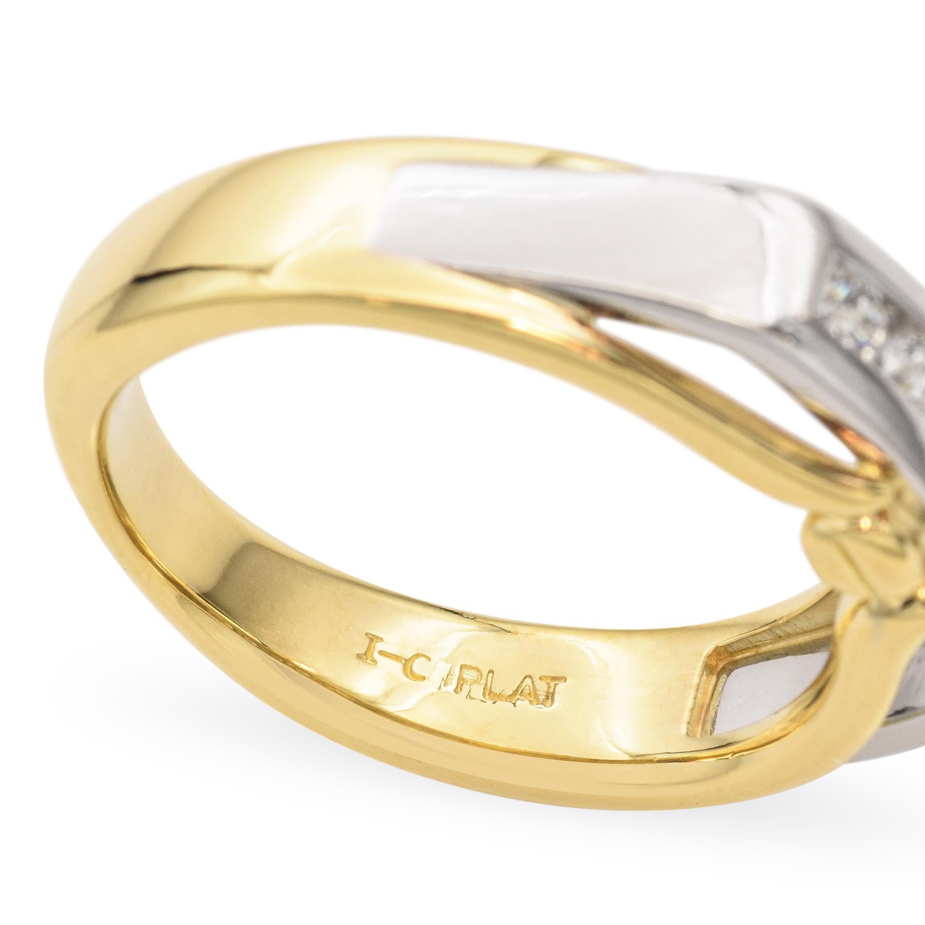 Bague bicolore en or jaune 18 carats et platine avec diamants en vente 1