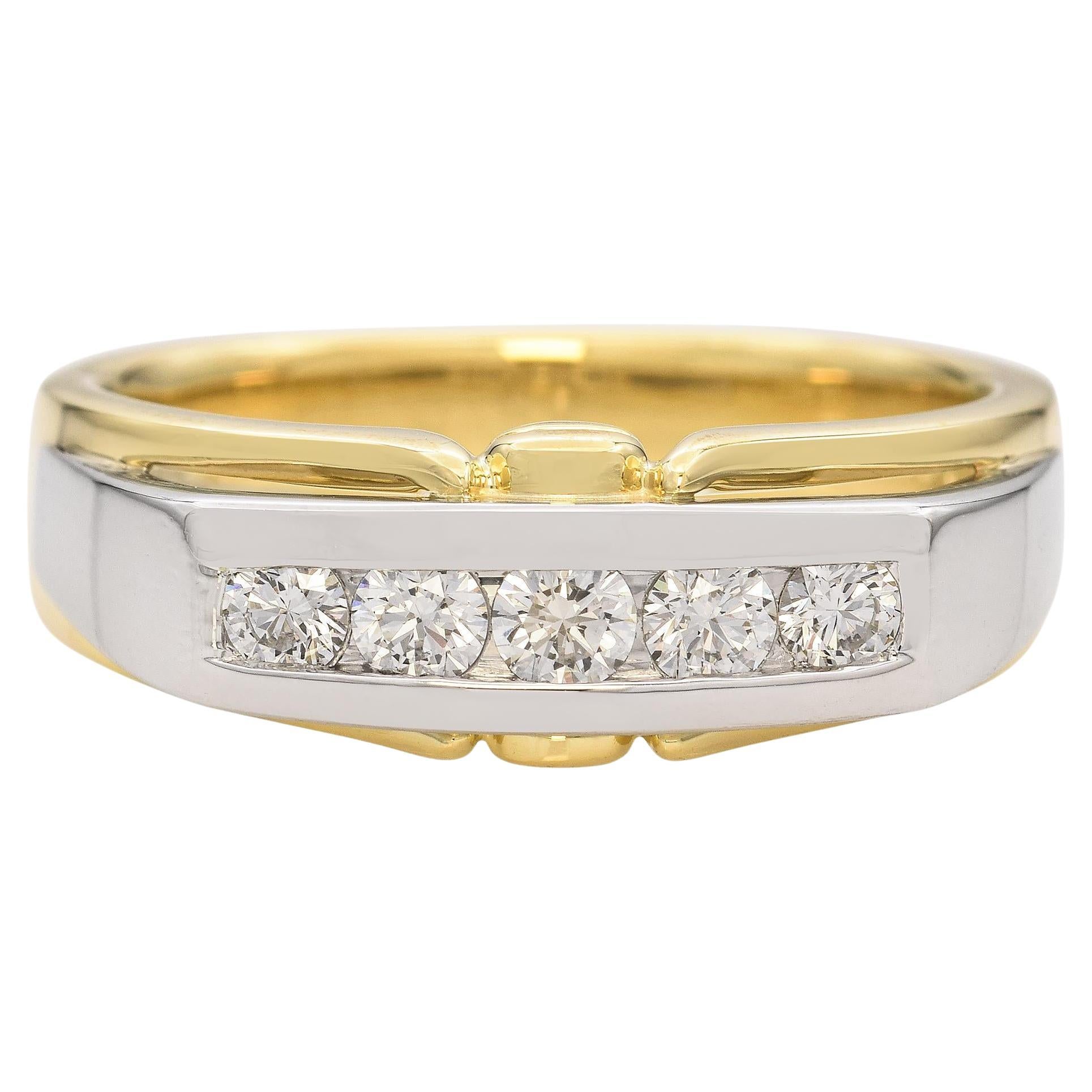 Two Tone 18k Yellow Gold and Platinum Diamond Ring