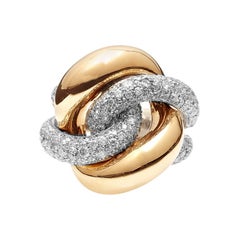 Two-Tone 18kt White and Rose Gold Ring with Diamond Pavé