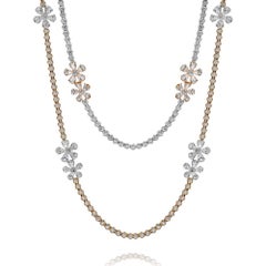 Two-Tone 21.34 Carat Long Diamond Flower Necklace