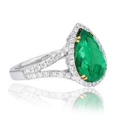 Two-Tone 4.58 Carat Diamond Emerald Ring