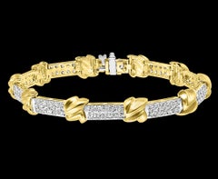 Two-Tone 5 Carat Diamond Bracelet in 14 Karat Yellow Gold, Estate