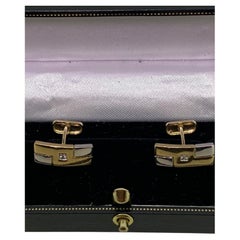 Two-Tone 9K White & Yellow Gold 0.10ct Diamond Cufflinks. Great Gift Idea!