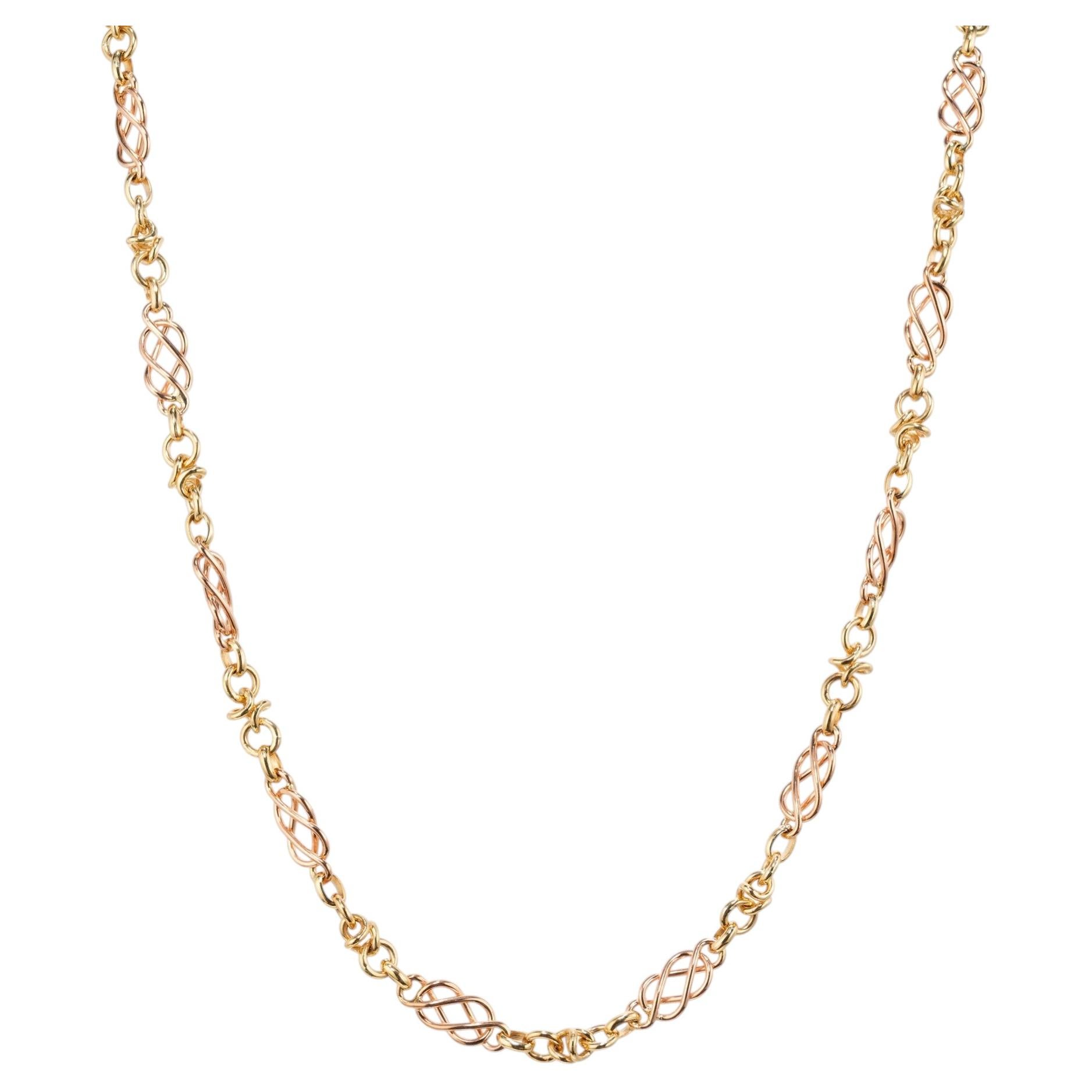 Two Tone 9k Yellow Rose Gold Fancy Link Necklace