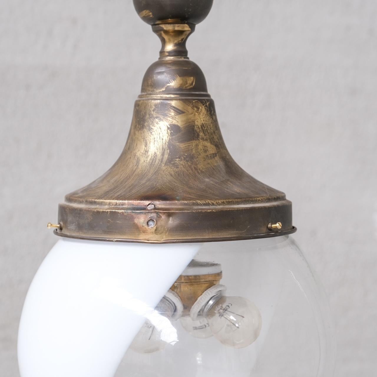 Two Tone Antique French Pendant Light In Good Condition For Sale In London, GB