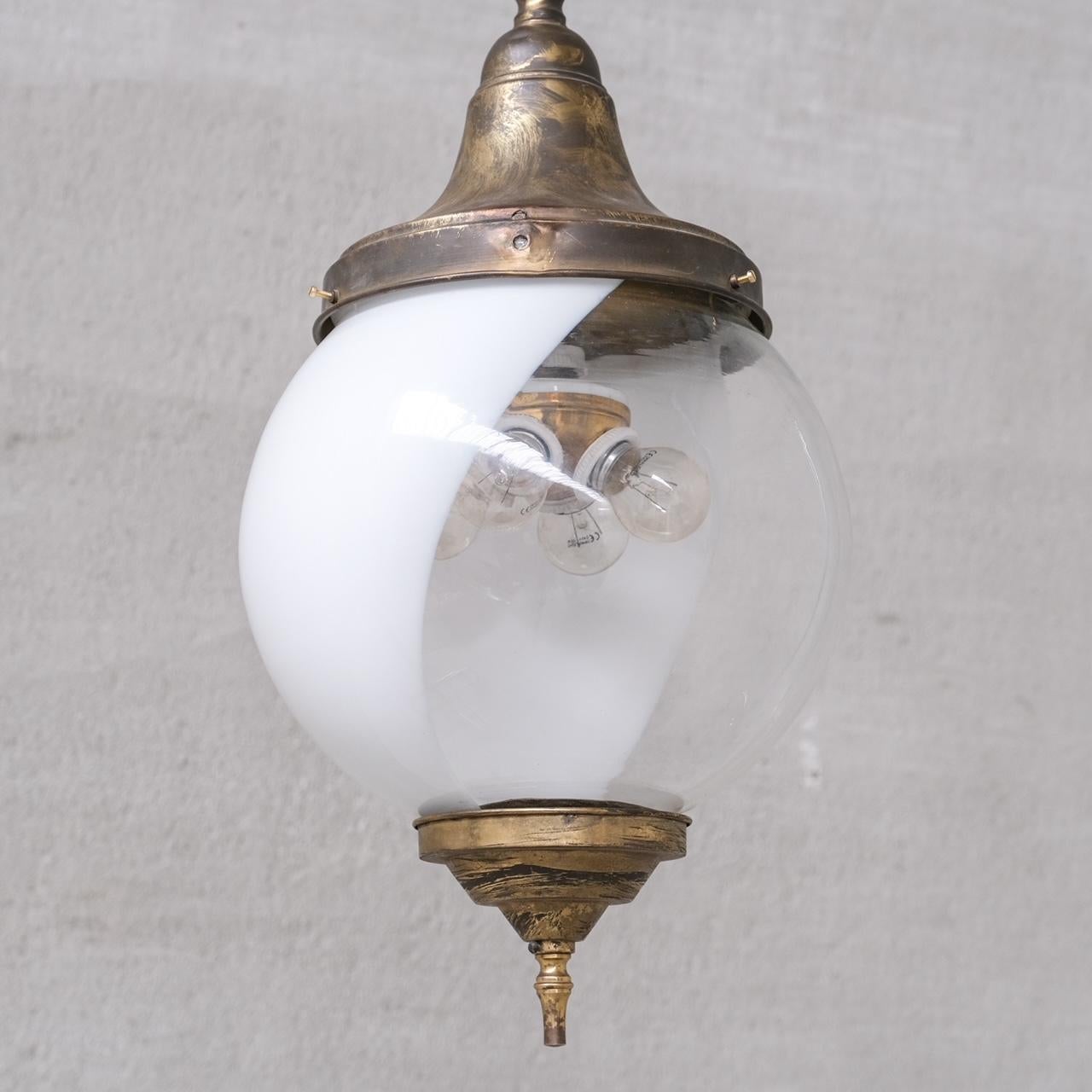 Two Tone Antique French Pendant Light For Sale 1