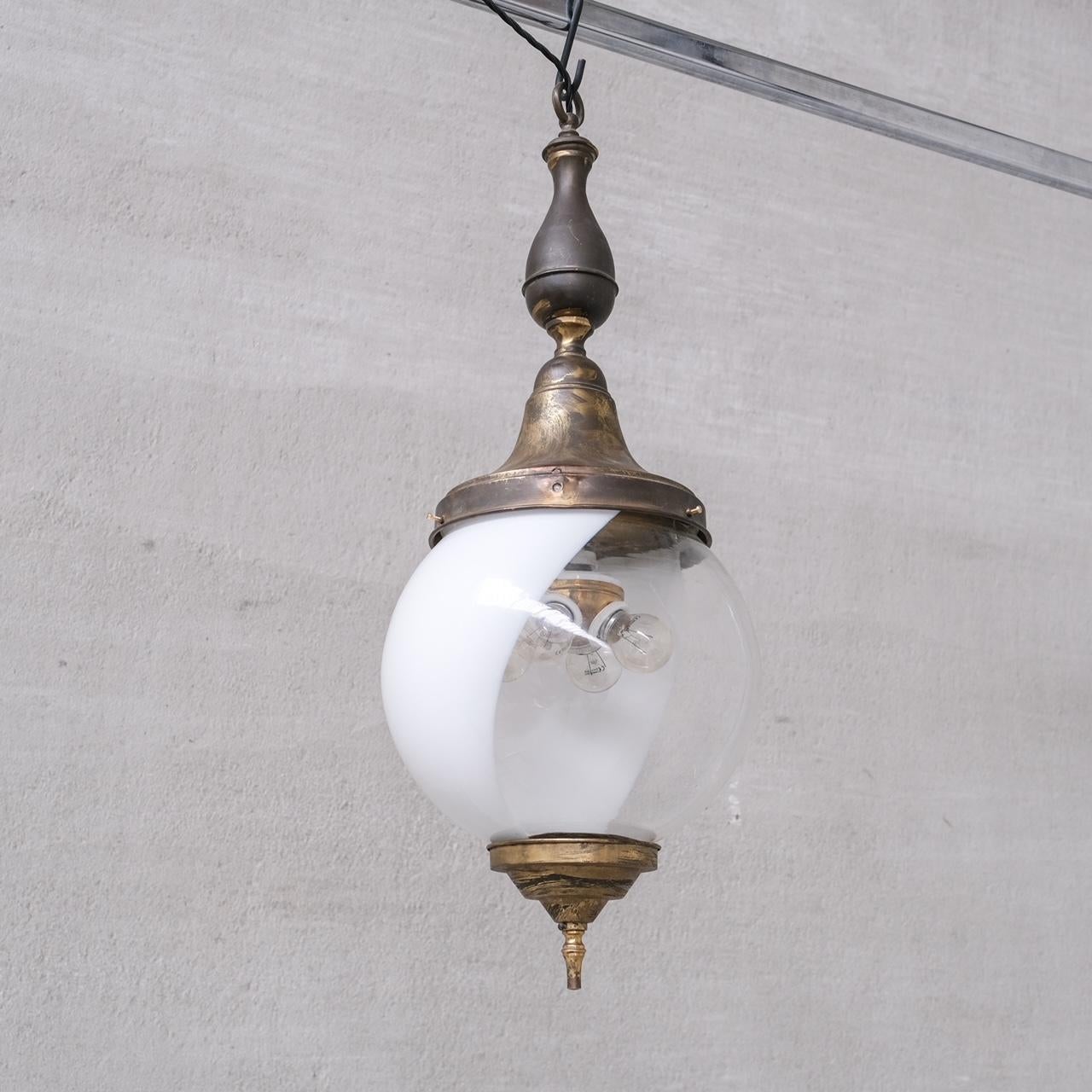 Two Tone Antique French Pendant Light For Sale 2