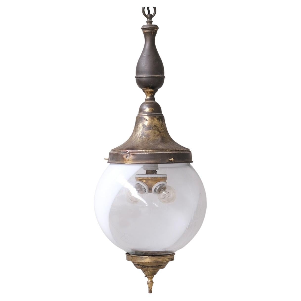 Two Tone Antique French Pendant Light For Sale