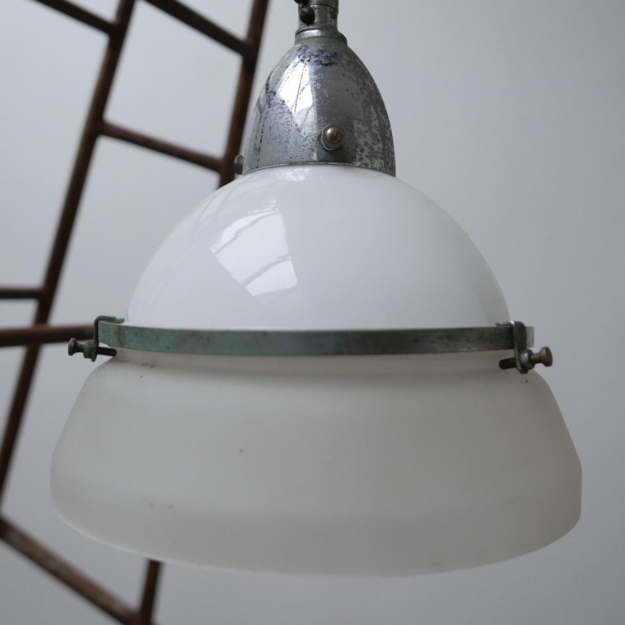 German Two-Tone Antique Glass Ceiling Pendants '2' For Sale