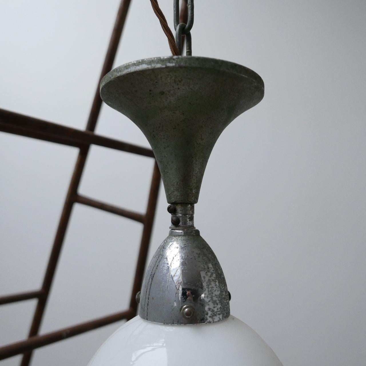 Two-Tone Antique Glass Ceiling Pendants '2' In Good Condition For Sale In London, GB
