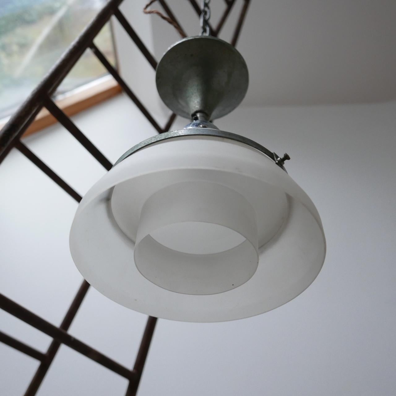 Mid-20th Century Two-Tone Antique Glass Ceiling Pendants '2' For Sale