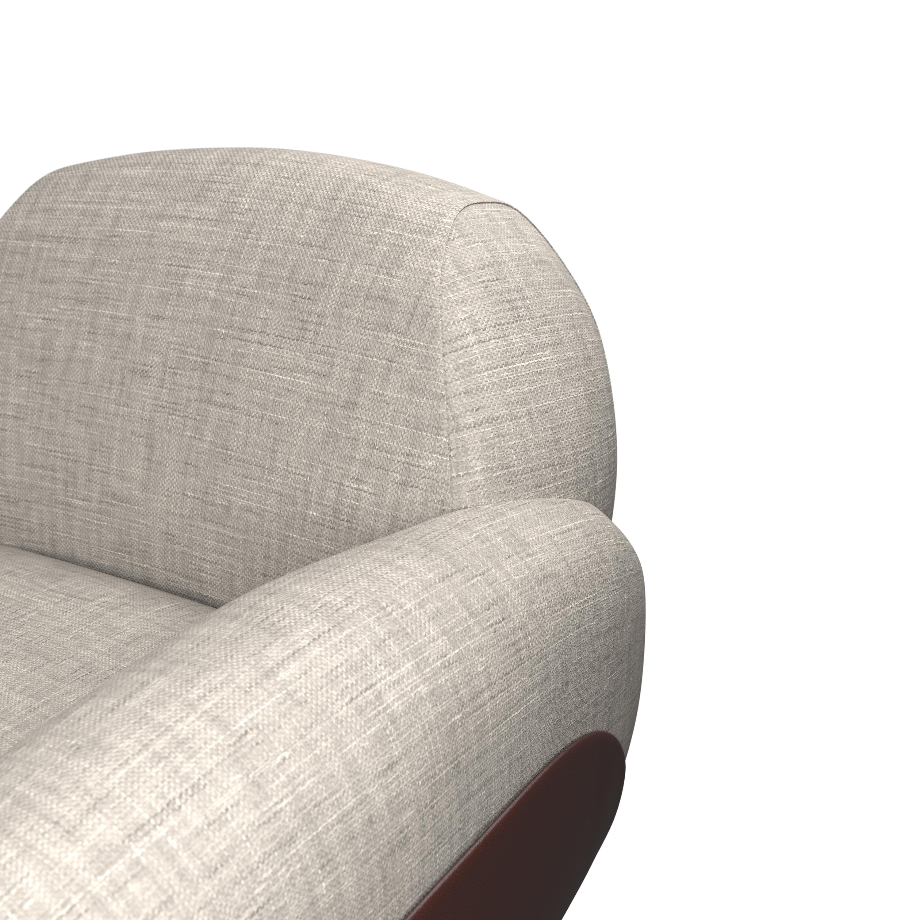 Two-tone armchair Kiritsu in light gray fabric and brown leather by Murmurio In New Condition For Sale In Lordelo, PT