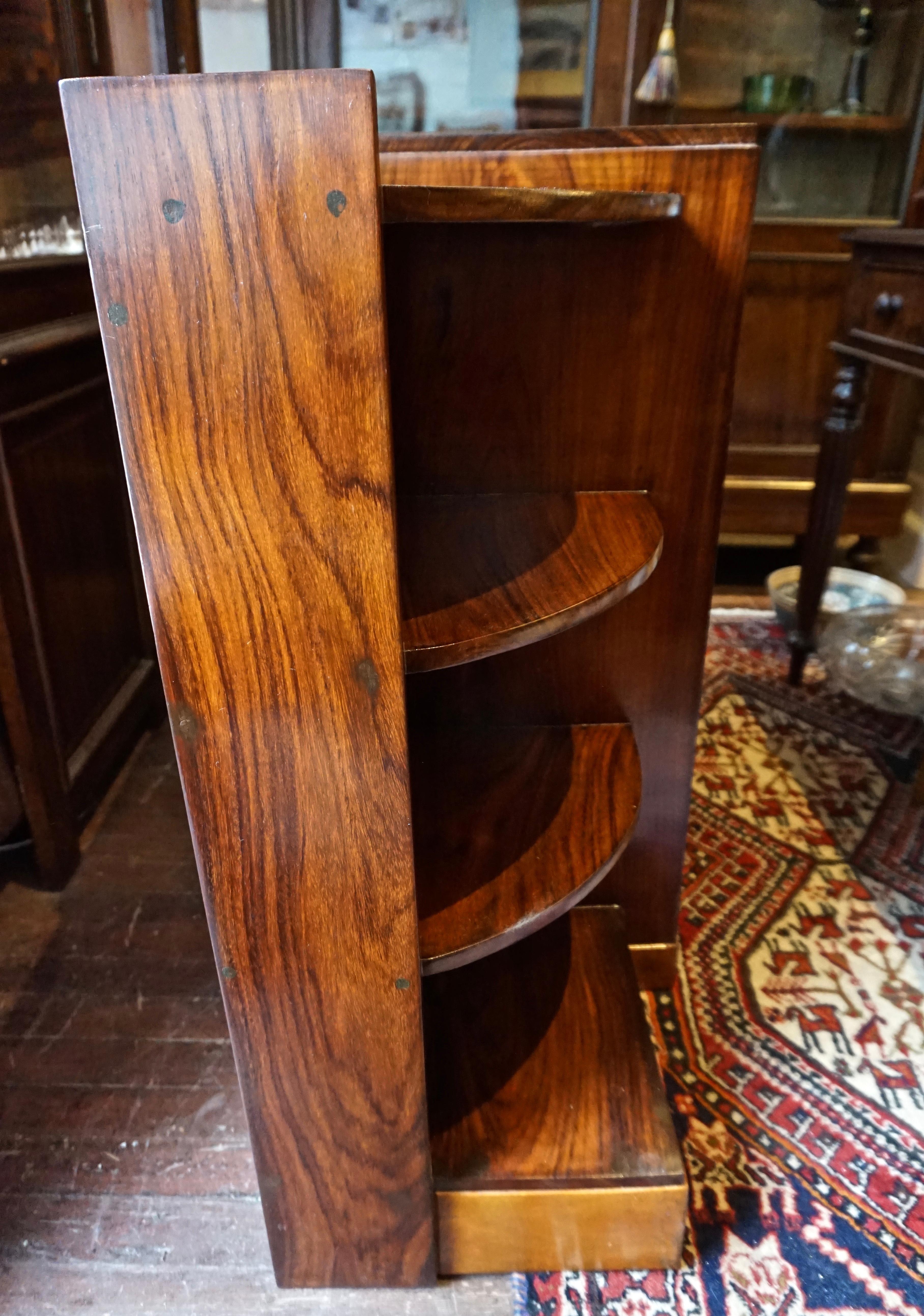 Two-Tone Art Deco Open Display Cabinet Cum Bookcase in Solid Rosewood and Teak 3