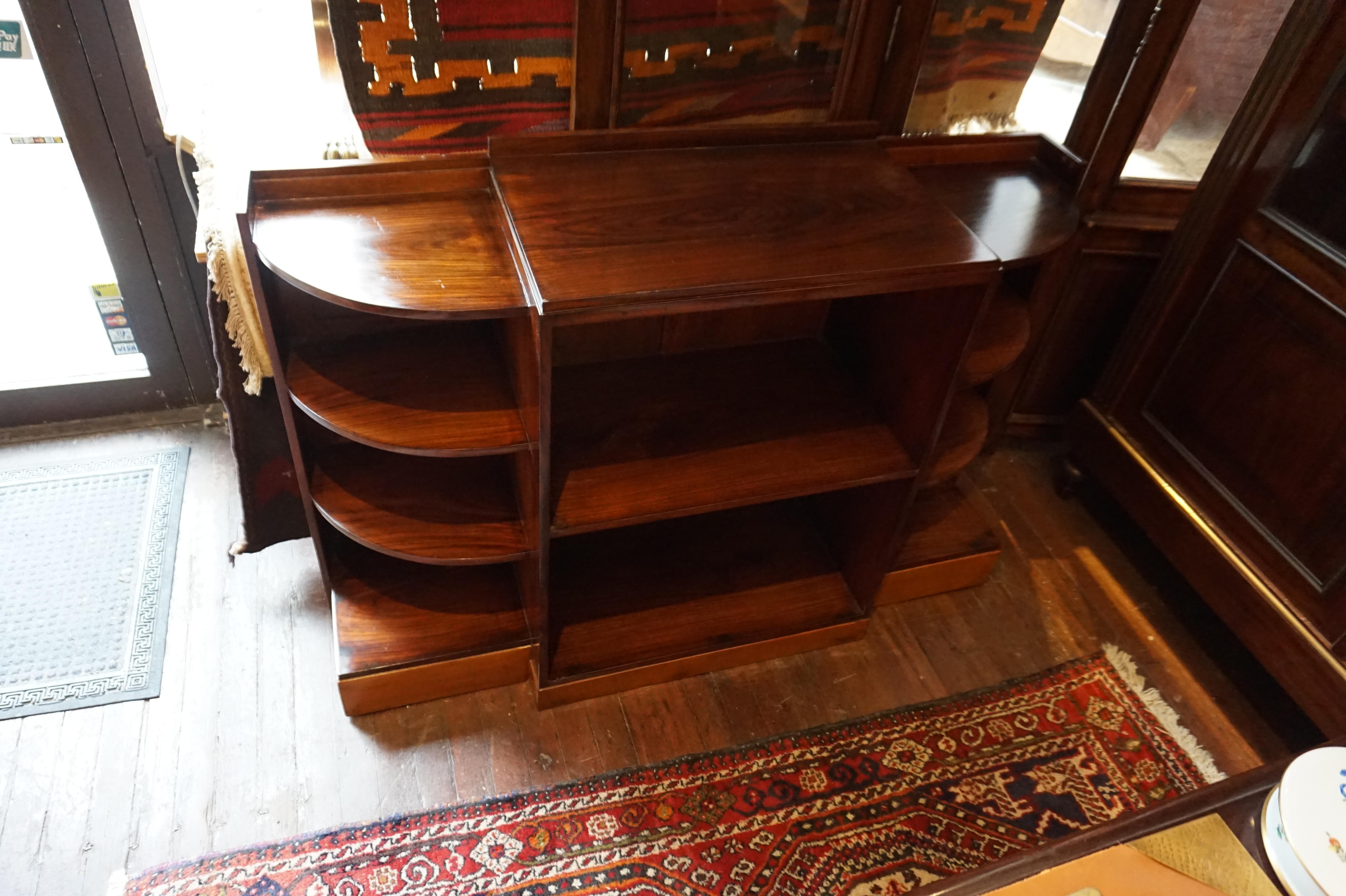 Two-Tone Art Deco Open Display Cabinet Cum Bookcase in Solid Rosewood and Teak 6