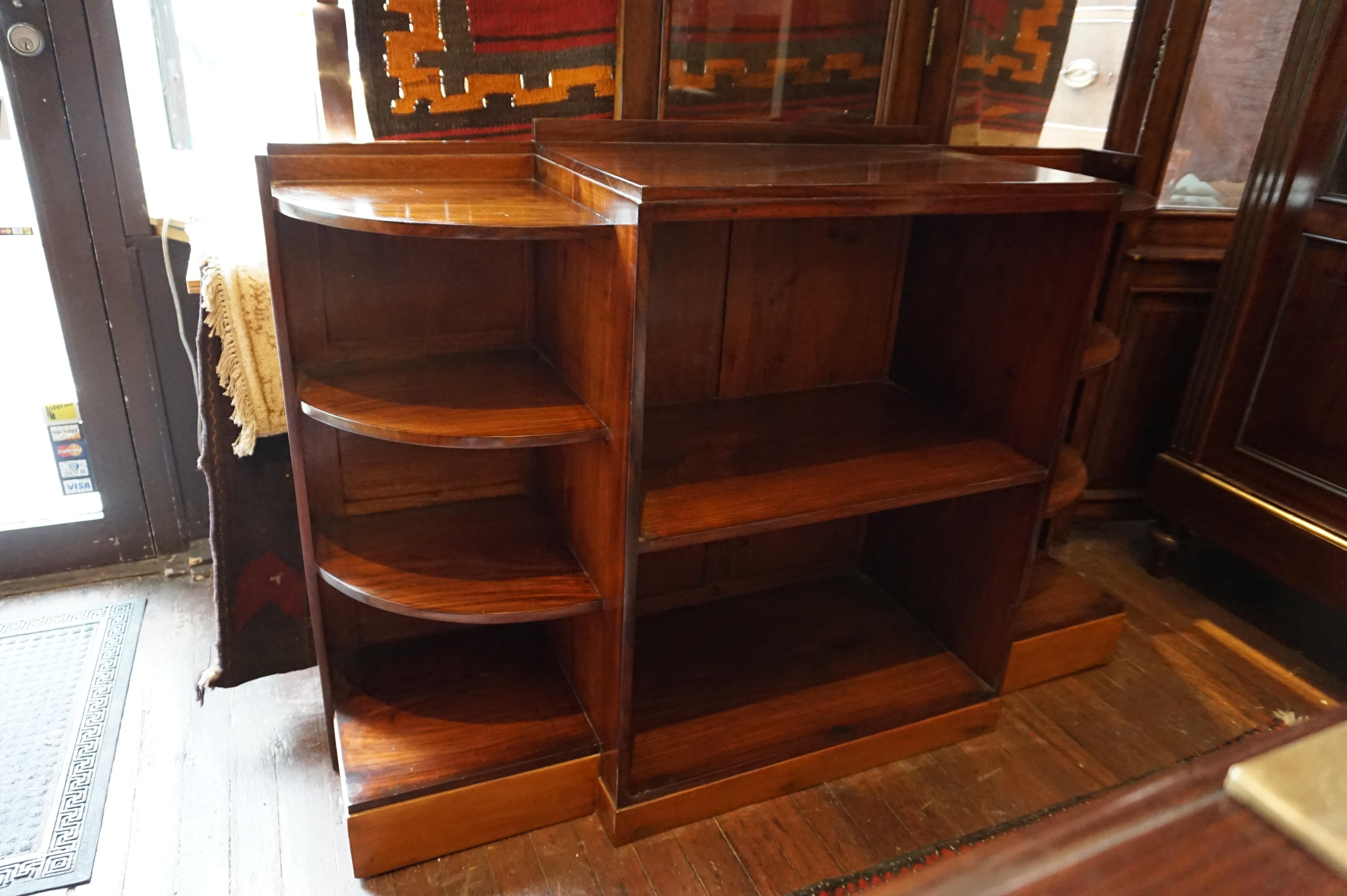 Two-Tone Art Deco Open Display Cabinet Cum Bookcase in Solid Rosewood and Teak 7