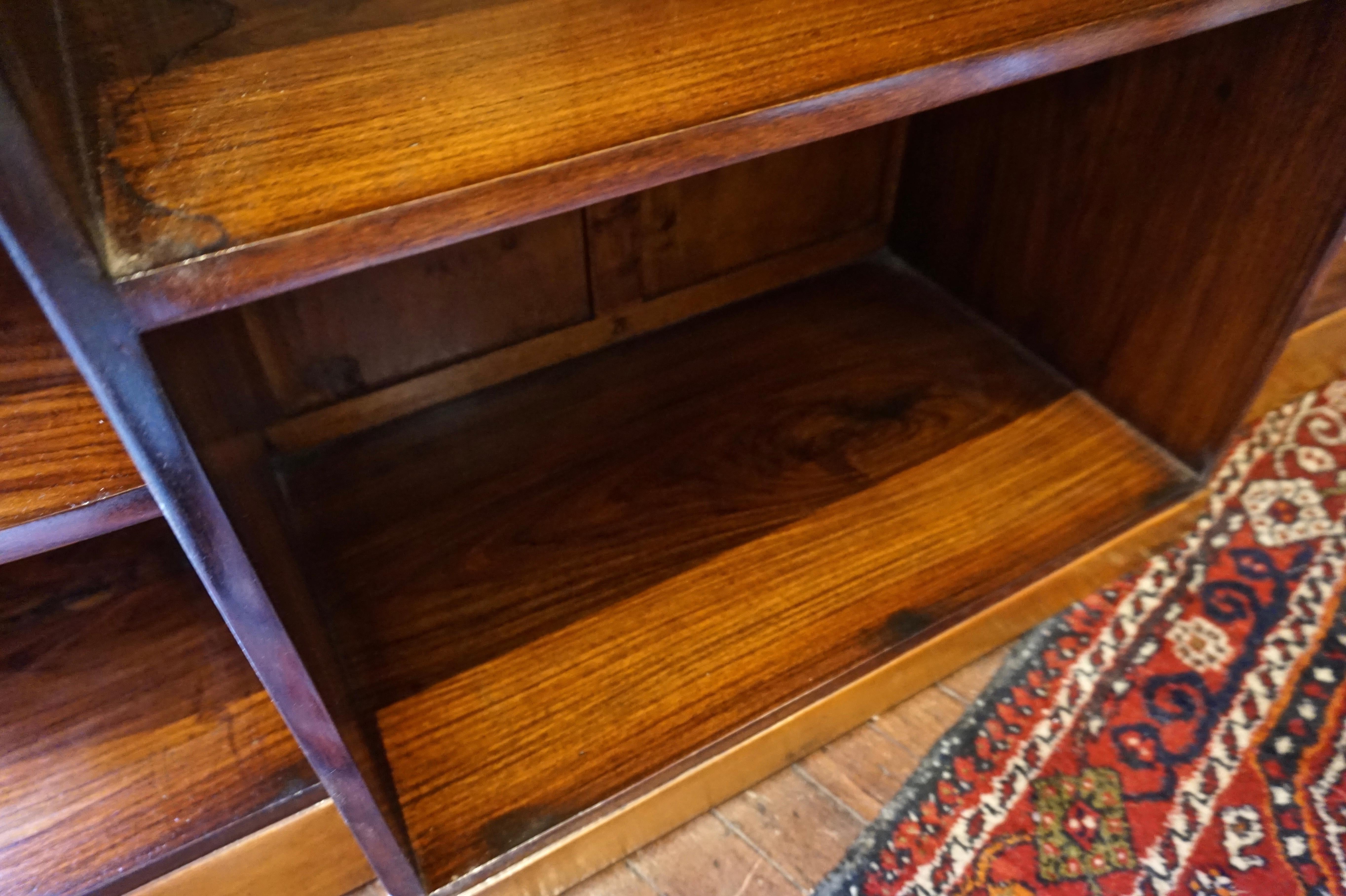 Two-Tone Art Deco Open Display Cabinet Cum Bookcase in Solid Rosewood and Teak In Good Condition In Vancouver, British Columbia