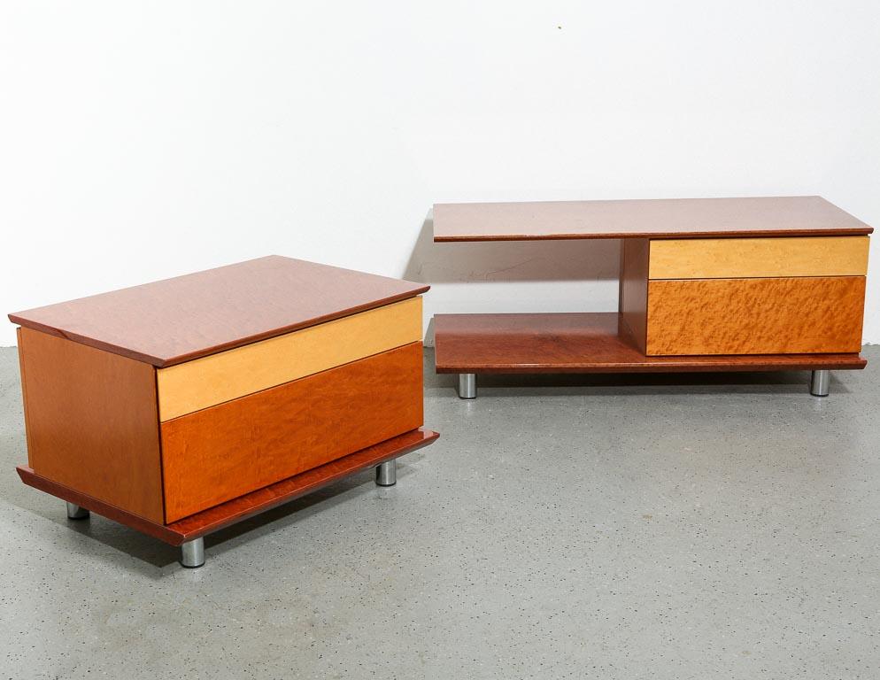 Two-Tone Birdseye Maple Cabinets Set In Good Condition In Brooklyn, NY