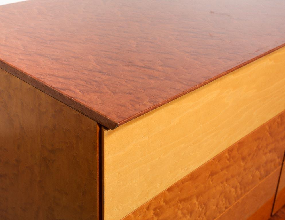 Late 20th Century Two-Tone Birdseye Maple Chest of Drawers