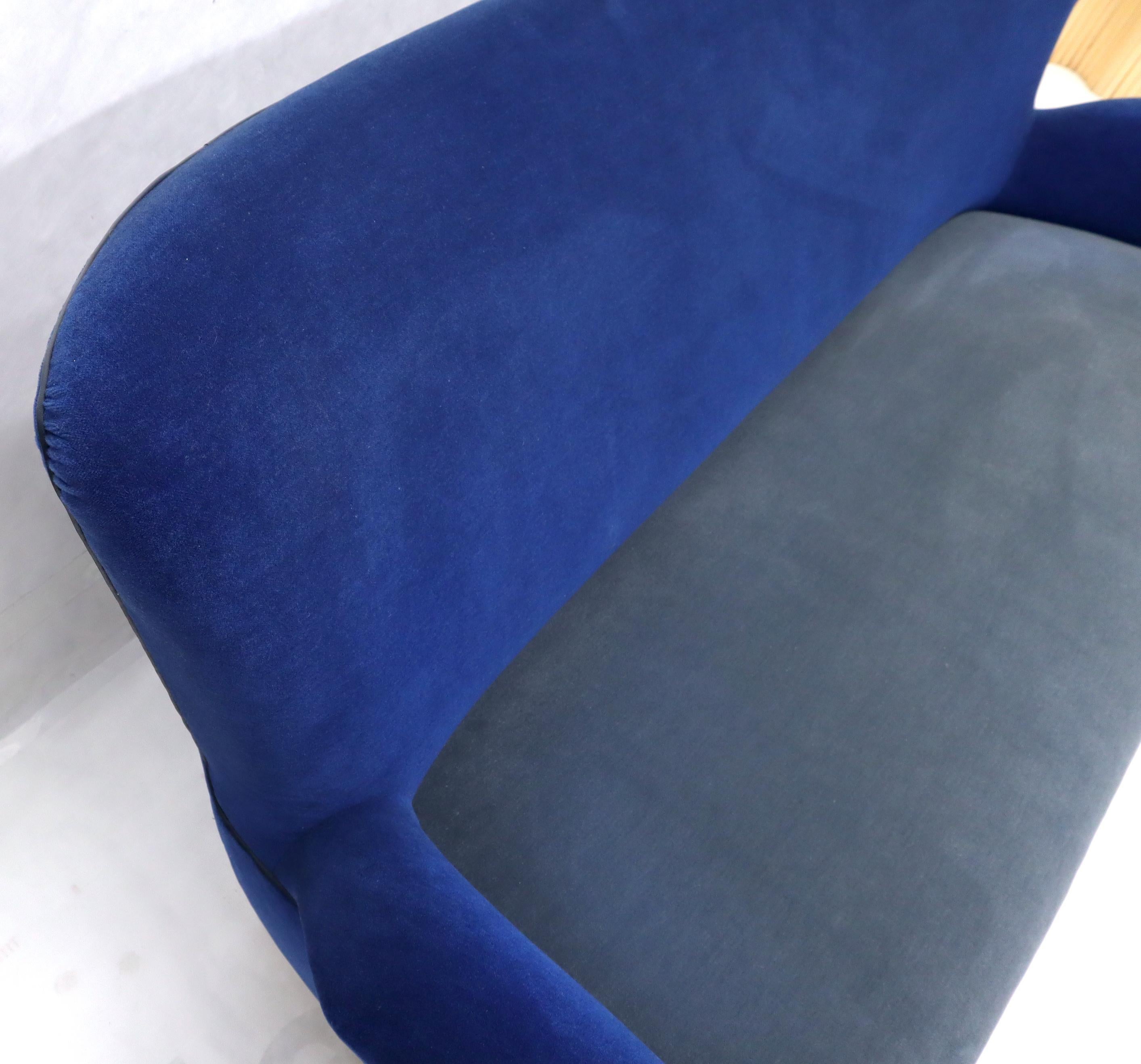 Two-Tone Blue Mohair Paulo Buffa Mid-Century Modern Italian Sculptural Sofa For Sale 3