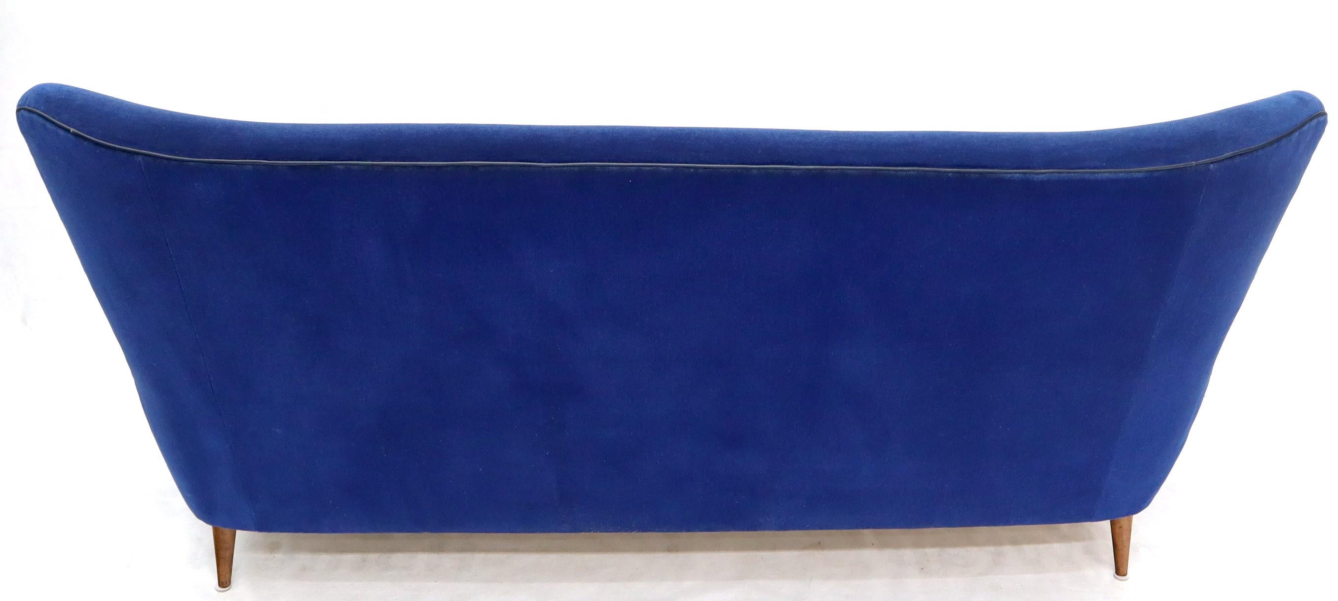 Two-Tone Blue Mohair Paulo Buffa Mid-Century Modern Italian Sculptural Sofa For Sale 7