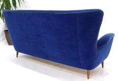 Two-Tone Blue Mohair Paulo Buffa Mid-Century Modern Italian Sculptural Sofa