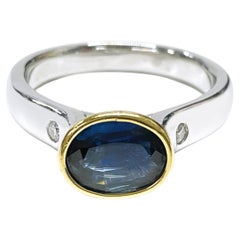 Two-Tone Blue Sapphire Diamond Ring