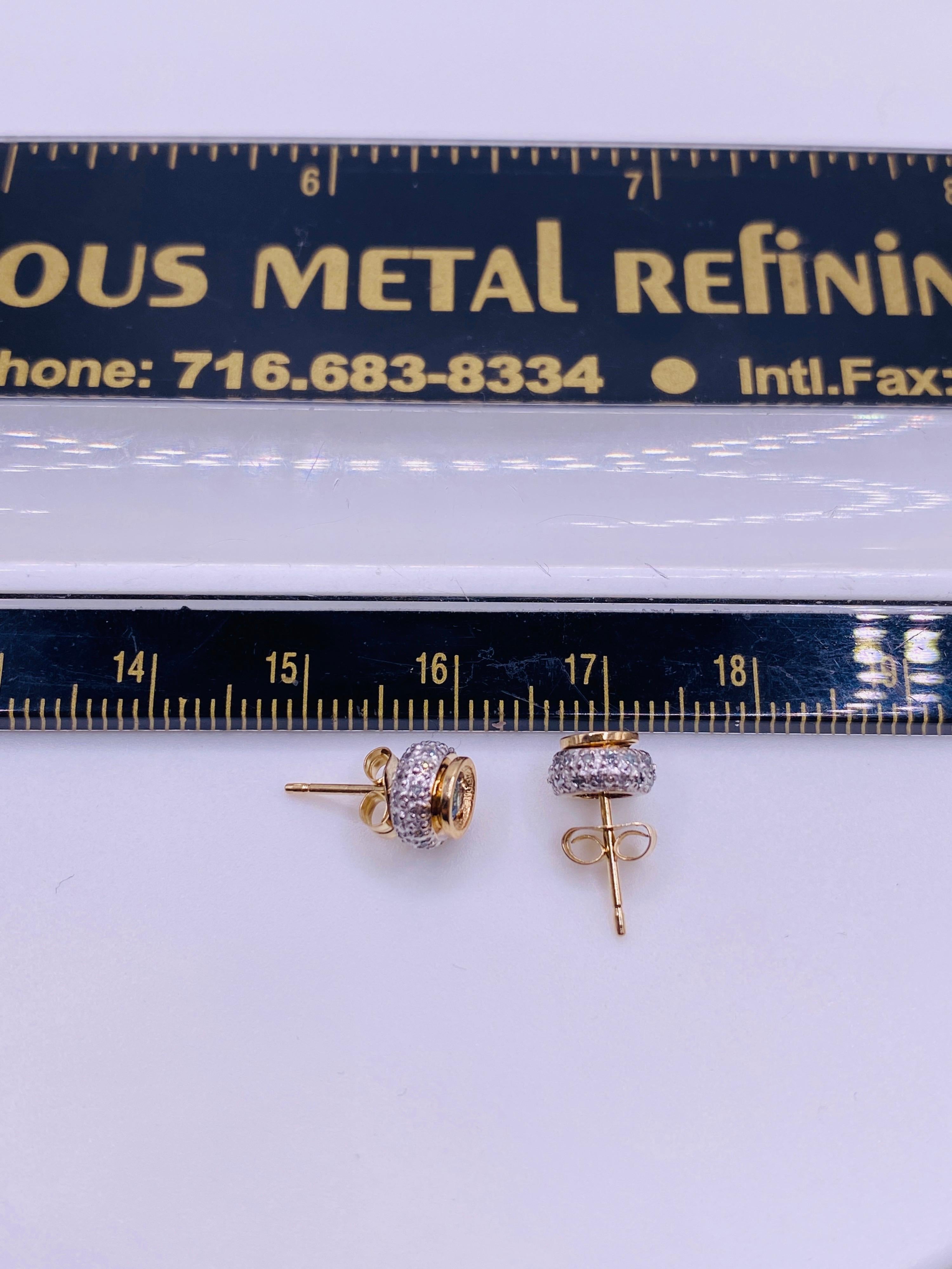 Blue Topaz and Diamond Two-Tone Gold Stud Earrings  In Good Condition In DALLAS, TX