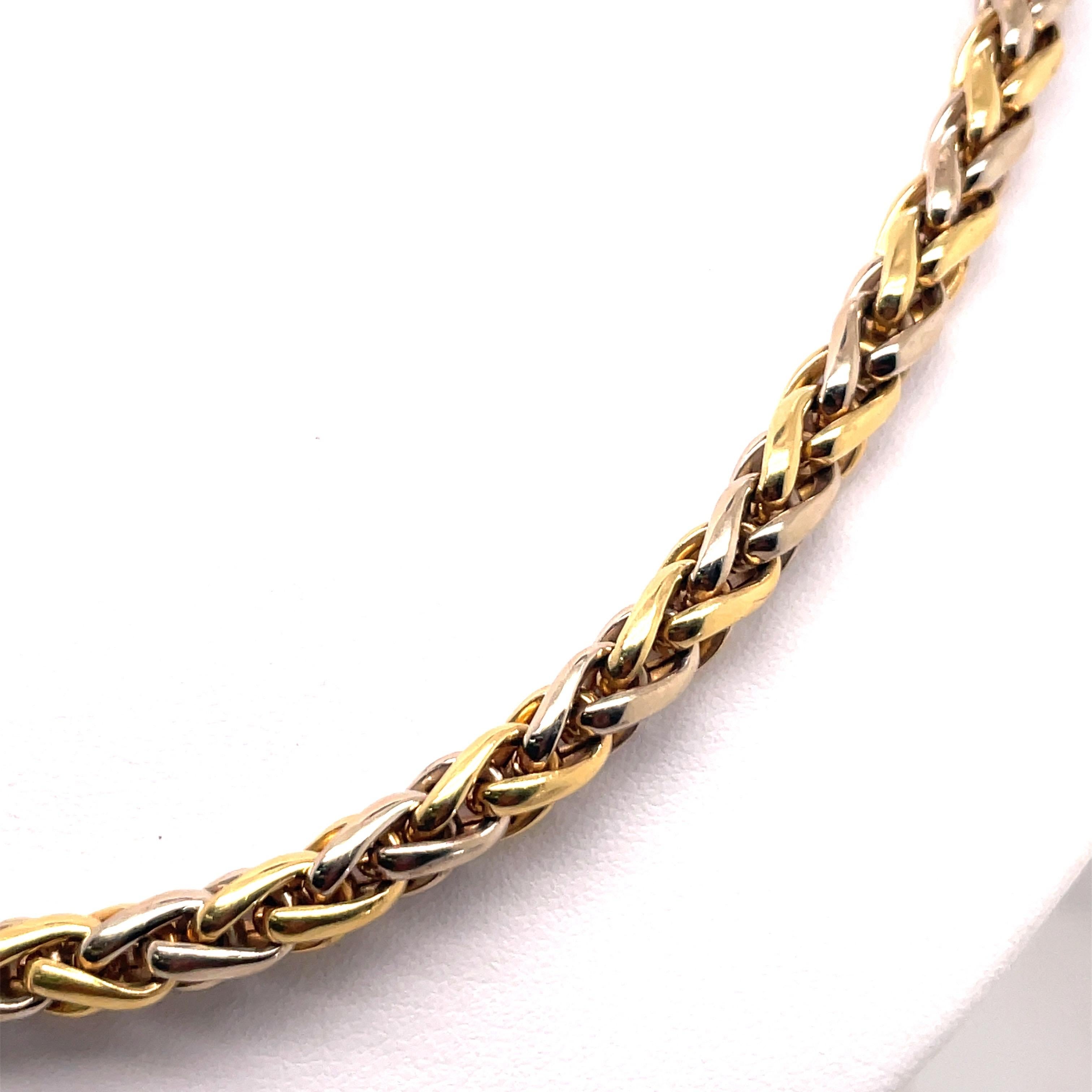 Zweifarbige geflochtene Halskette 14 Karat Gold 37,5 Gramm  (Zeitgenössisch) im Angebot