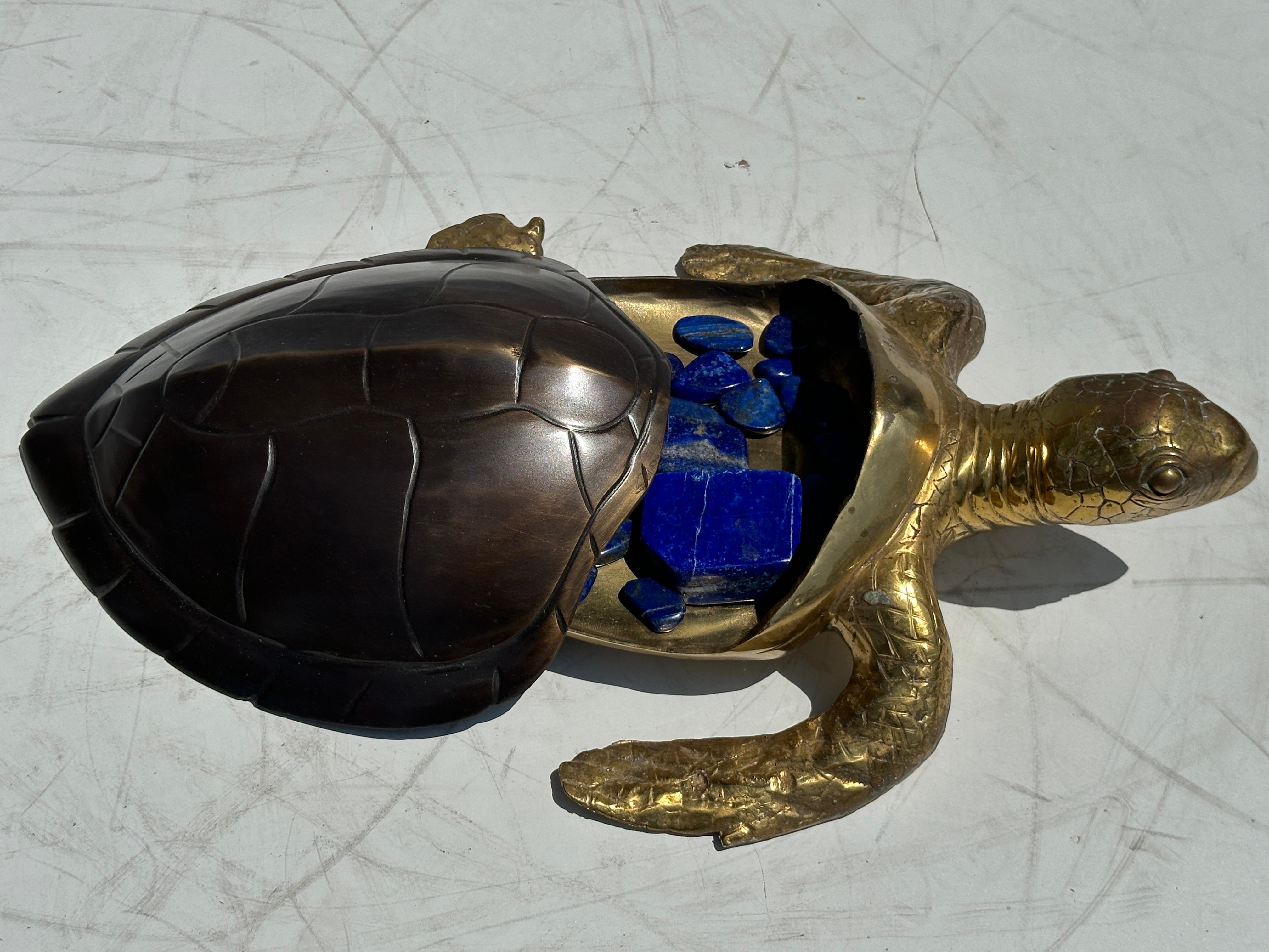 Two Tone Brass Hawksbill Turtle Box / Catch-All 8