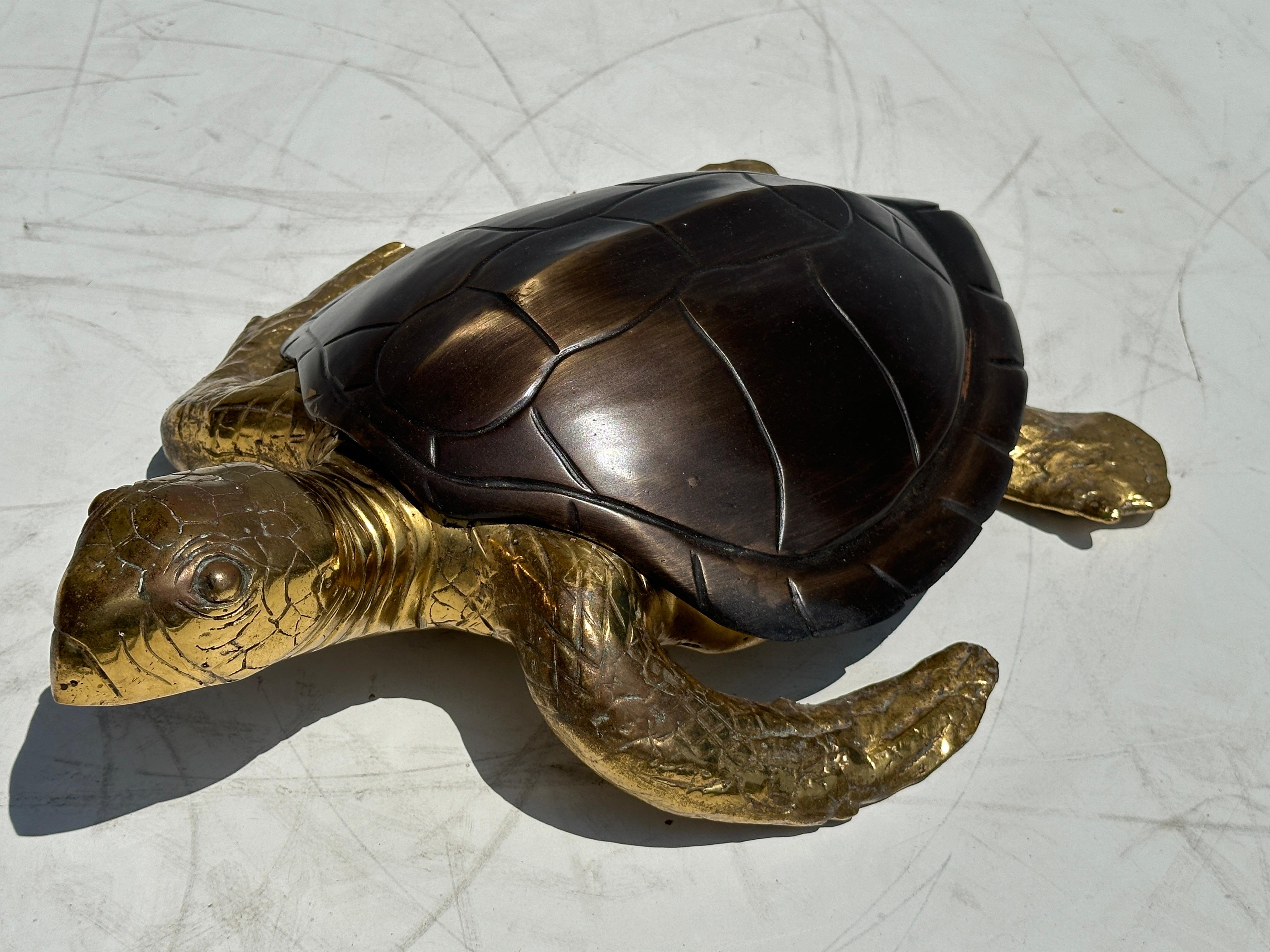 brass turtle trinket box